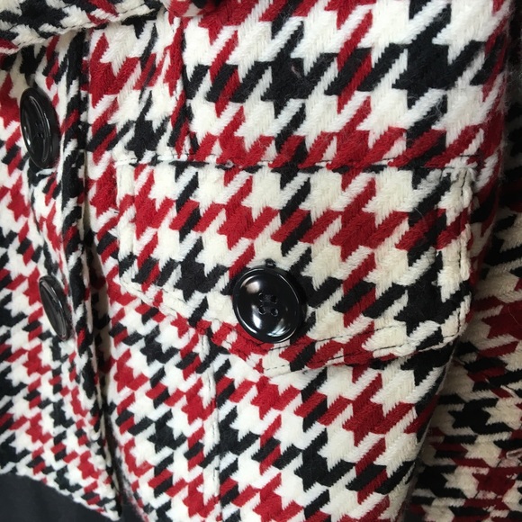 Black red white houndstooth plaid jacket, lots of great details - Picture 11 of 13